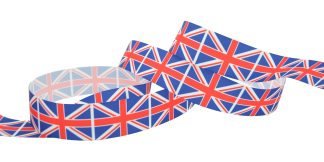 Union Jack Flag 38mm - Grosgrain Ribbon