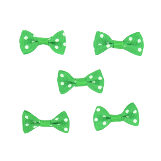 Green 061 - 3cm Grosgrain Dots Bows