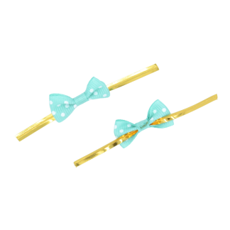 Aqua Blue 083 - 3cm Grosgrain Dots Bows with Twist Ties