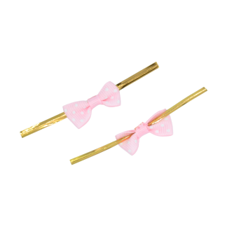 Baby Pink 012 - 3cm Grosgrain Dots Bows with Twist Ties