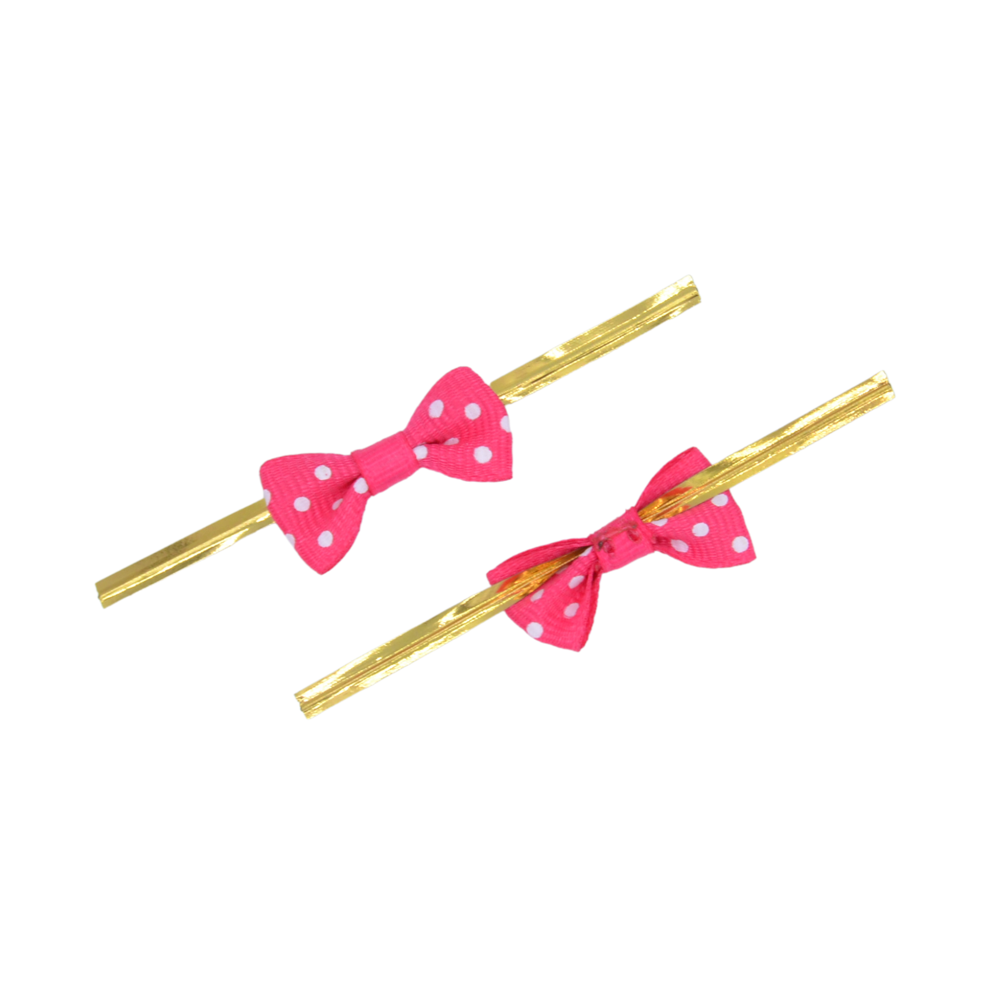 Cerise Pink 025 - 3cm Grosgrain Dots Bows with Twist Ties