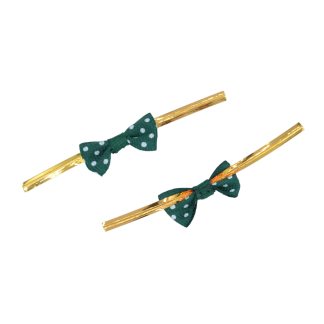 Dark Green 104 - 3cm Grosgrain Dots Bows with Twist Tie