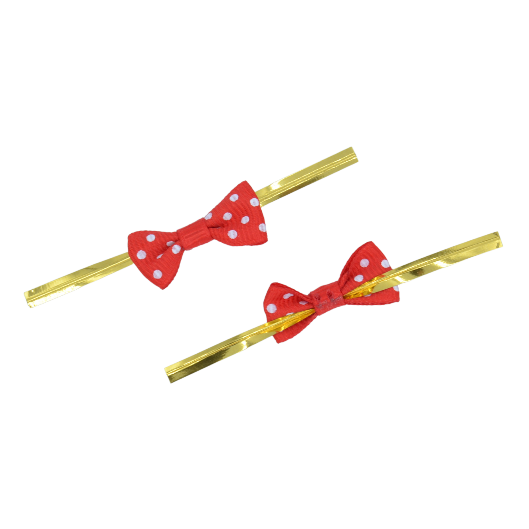 Red 039 - 3cm Grosgrain Dots Bows with Twist Ties