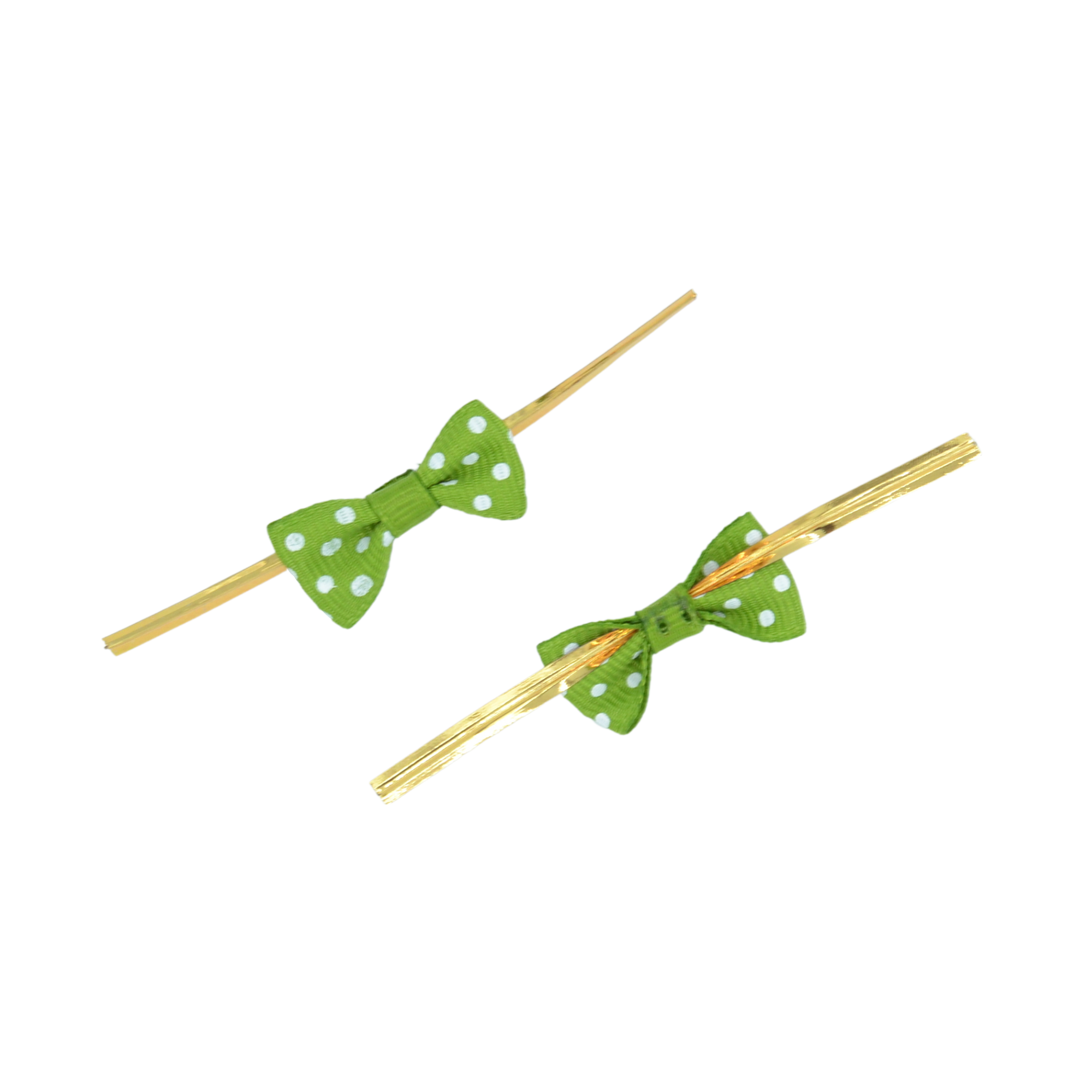 Spring Green 548 - 3cm Grosgrain Dots Bows with Twist Tie