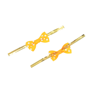 Yellow 100 - 3cm Grosgrain Dots Bows with Twist Ties