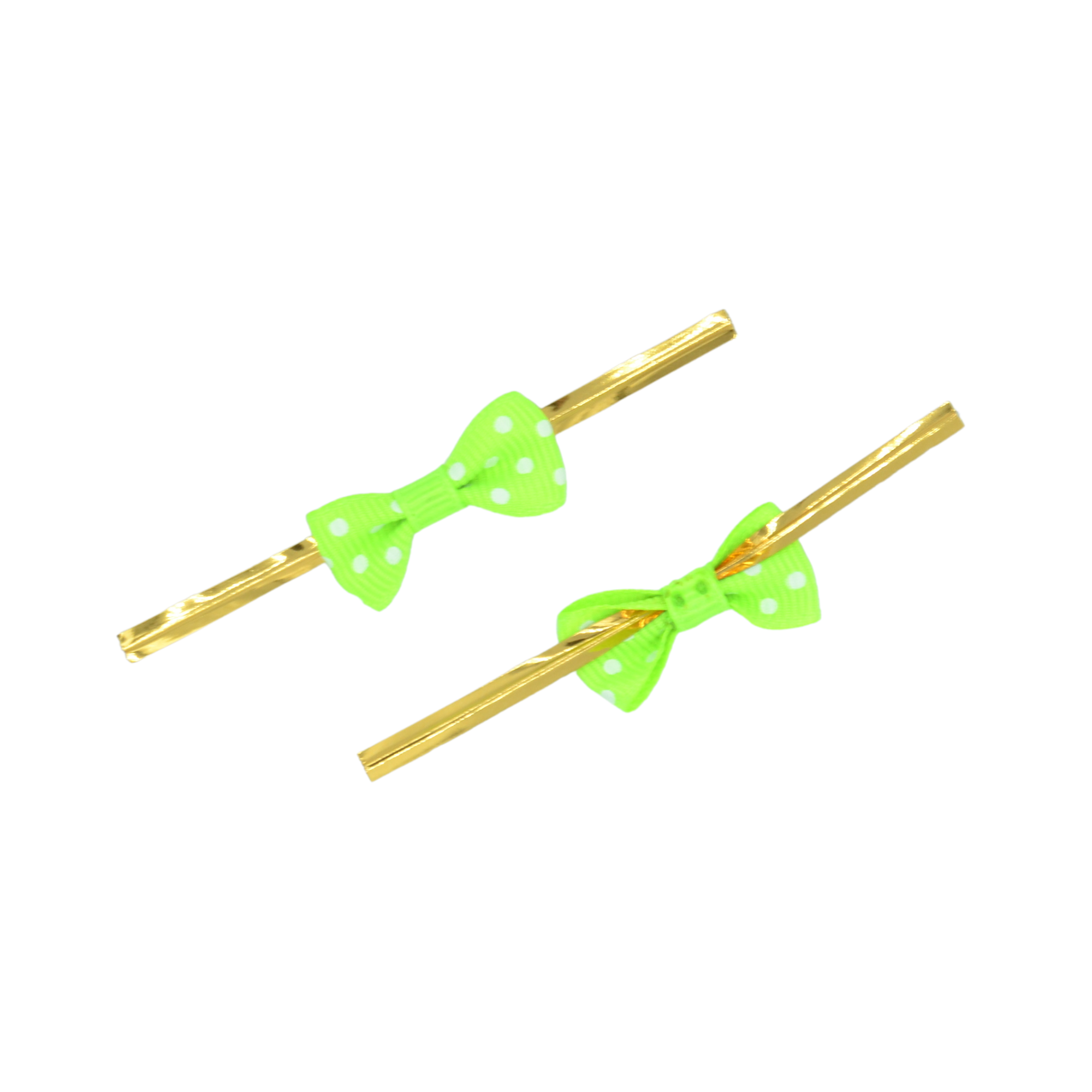 Bright Green 513 - 3cm Grosgrain Dots Bows with Twist Tie