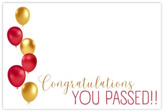 Congratulations You Passed (Gold & Red Balloons) - 60mm x 90mm Florist Cards