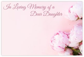 In Loving Memory Daughter (Pink Peony) - 60mm x 90mm Florist Cards