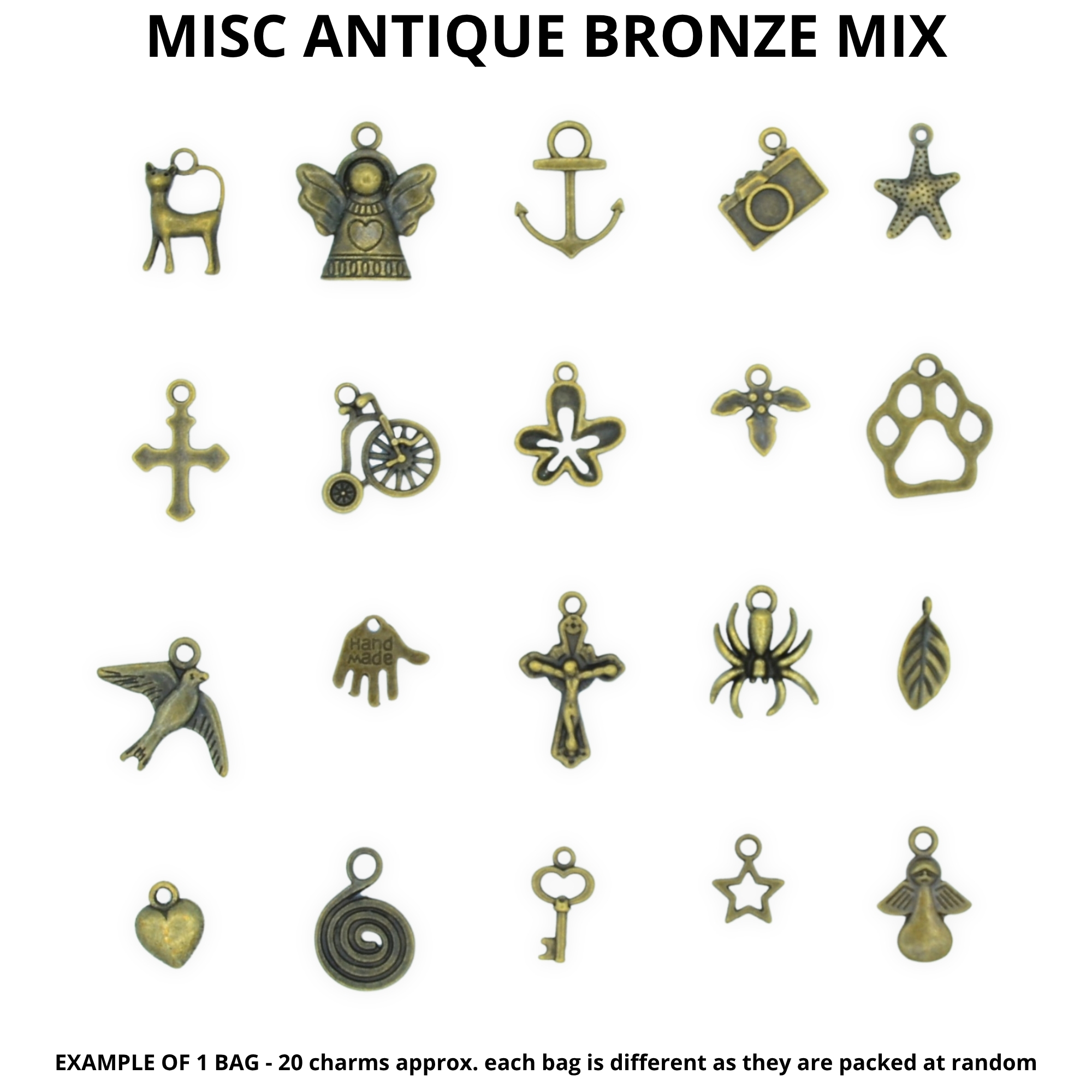 Misc Antique Bronze Mix - Mini Metal Charms - Image 3