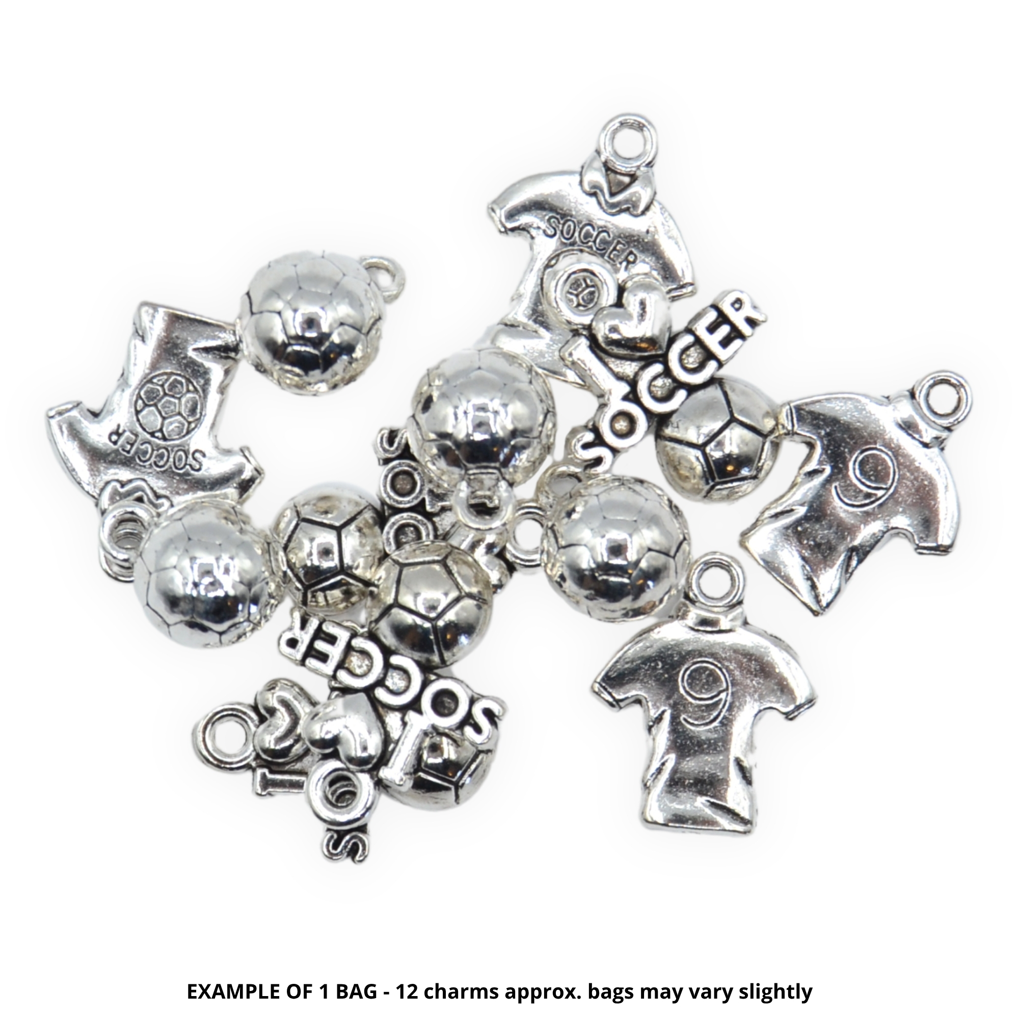Soccer Football Silver Mix - Mini Metal Charms - Image 2