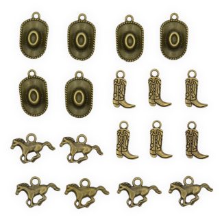 Western Cowboy Antique Bronze Mix - Mini Metal Charms