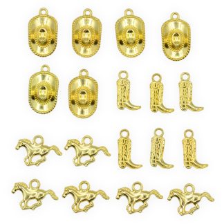 Western Cowboy Bright Gold Mix - Mini Metal Charms