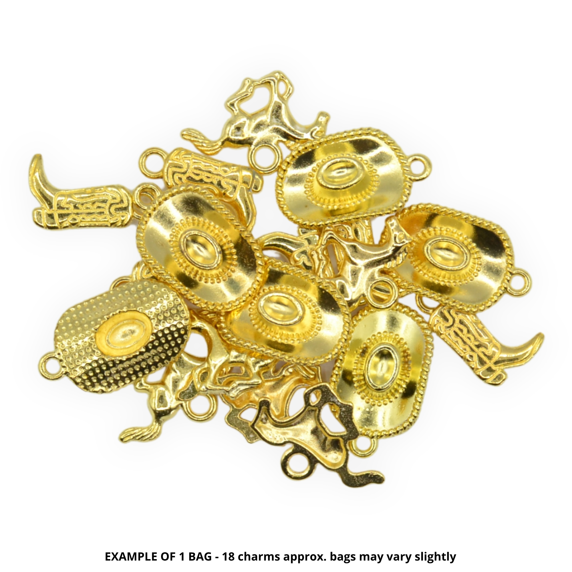 Western Cowboy Bright Gold Mix - Mini Metal Charms - Image 2