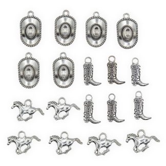 Western Cowboy Silver Mix - Mini Metal Charms
