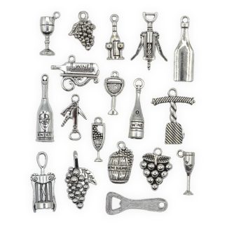 Wine Silver Mix - Mini Metal Charms
