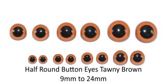 Sew On - Tawny Brown Half Round Button Eyes
