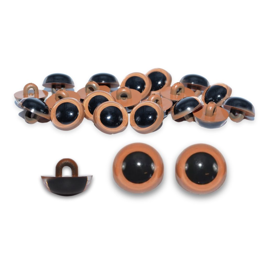 Buton Rounded Eyes Sew On - 15mm Tawny Brown Half Round Button Eyes for Teddy Bear/Animal ...