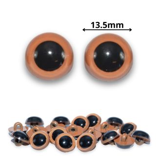Sew On - 13.5mm Tawny Brown Half Round Button Eyes for Teddy Bear/Animal Soft Toy Making
