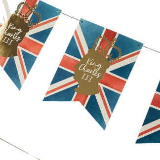 King Charles III Card Flag Bunting (3m) - Party Decorations