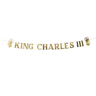 King Charles III Gold Banner (2m) - Party Decorations