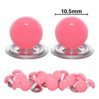 10.5mm Solid Pink Eyes with Metal Backs
