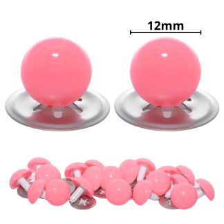 12mm Solid Pink Eyes with Metal Backs