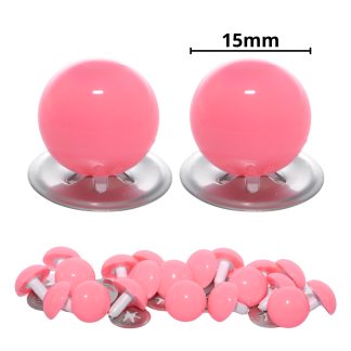 15mm Solid Pink Eyes with Metal Backs
