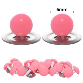 6mm Solid Pink Eyes with Metal Backs