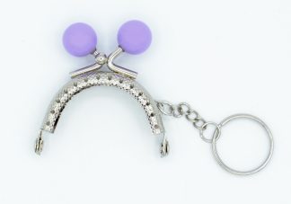 Curved Type 30 - Purse Clasp 2.15" - Antique Silver with Lilac Beads