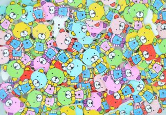 Childrens Character Printed Wooden Buttons (Teddy Bear Type 3 - 30mm)