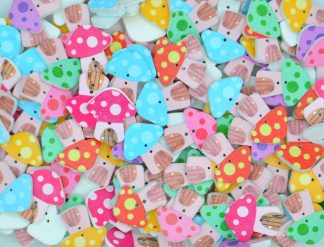 Childrens Character Printed Wooden Buttons - Unique Childrens Cartoon Designs - Toadstool Type 1 (25mm)