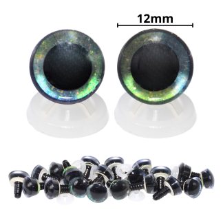 12mm Blue & Green 2 Tone 3D Glitter Eyes with Plastic Backs