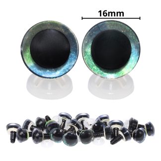 16mm Blue & Green 2 Tone 3D Glitter Eyes with Plastic Backs