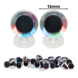 16mm Rainbow 2 Tone 3D Glitter Eyes with Plastic Backs