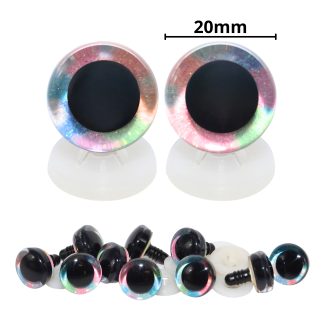 20mm Rainbow 2 Tone 3D Glitter Eyes with Plastic Backs