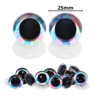 25mm Rainbow 2 Tone 3D Glitter Eyes with Plastic Backs
