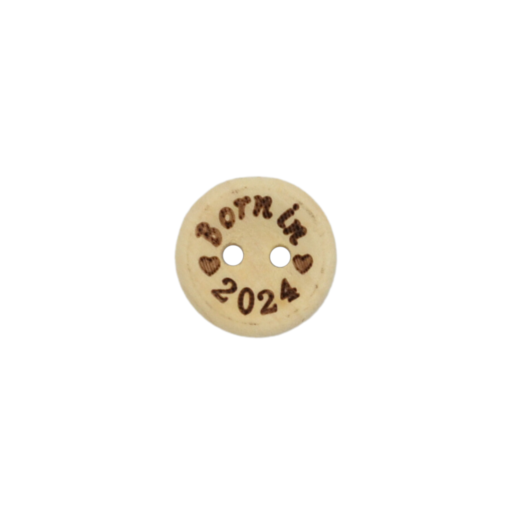 Printed Natural Wooden Buttons with Patterns or Quotes (Born in 2024-15mm) - Image 2