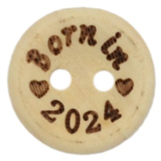 15mm Born in 2024 Printed Natural Wooden Buttons