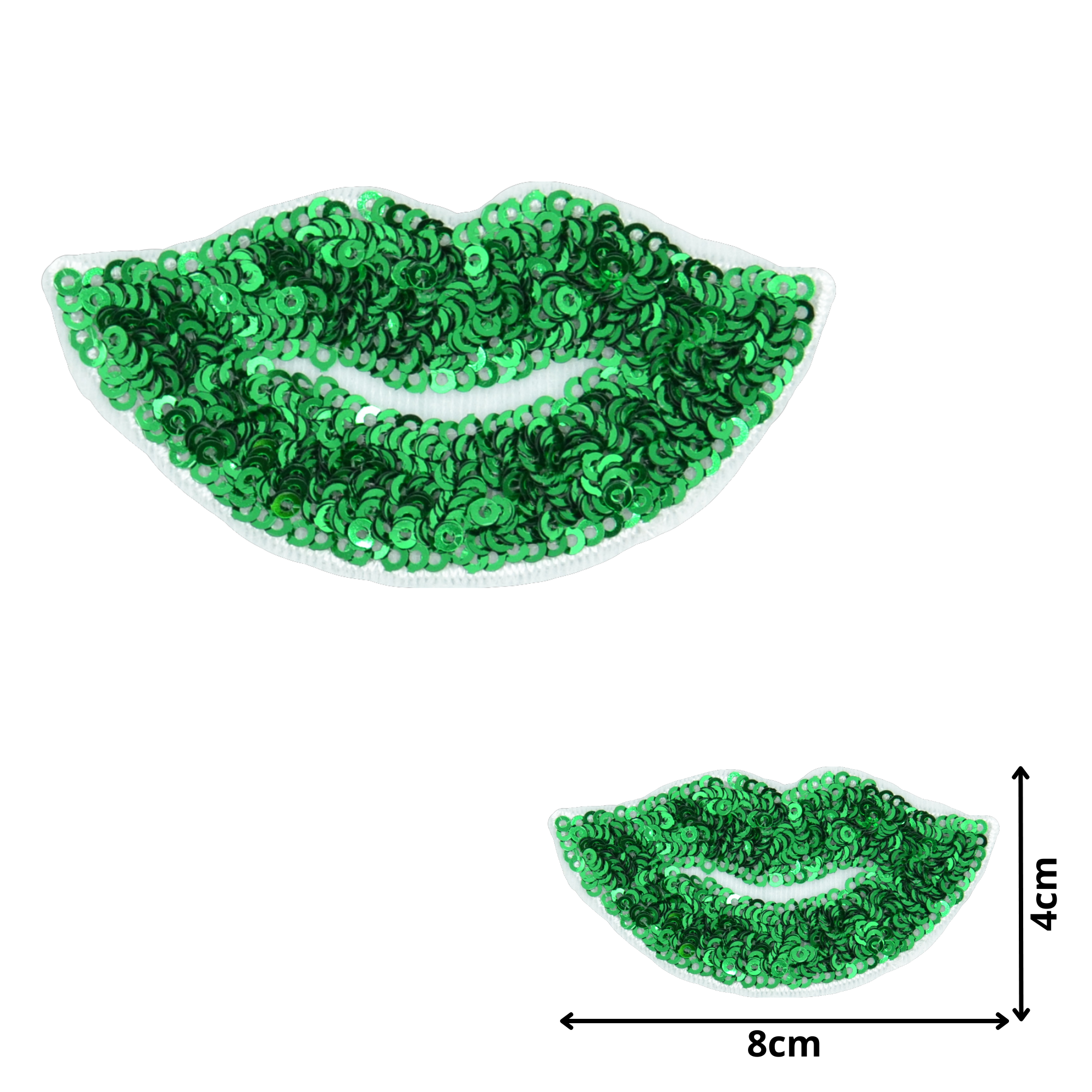 Lips Green (SEQ013) - Sequin Embroidered Patches