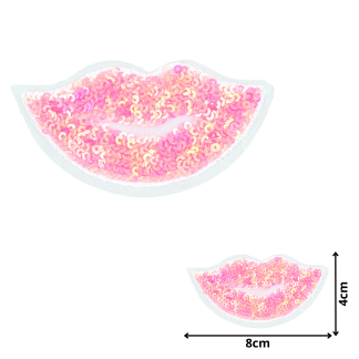 Lips Pink (SEQ016) - Sequin Embroidered Patches