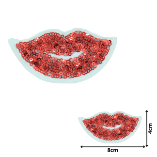 Lips Red (SEQ017) - Sequin Embroidered Patches