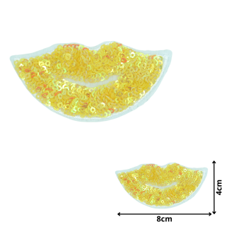Lips Yellow (SEQ018) - Sequin Embroidered Patches