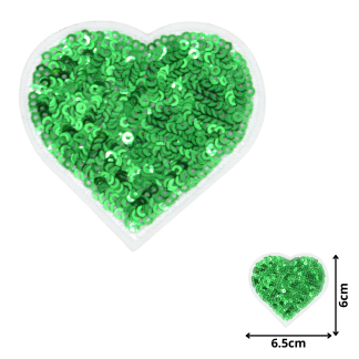 Heart Green (SEQ027) - Sequin Embroidered Patches