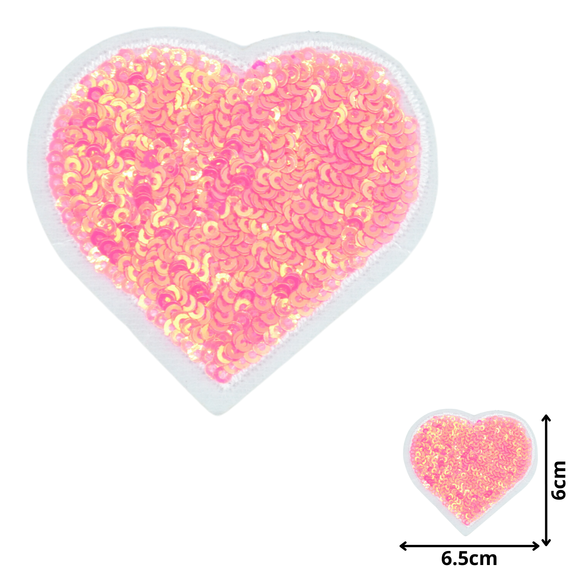 Heart Pink (SEQ029) - Sequin Embroidered Patches