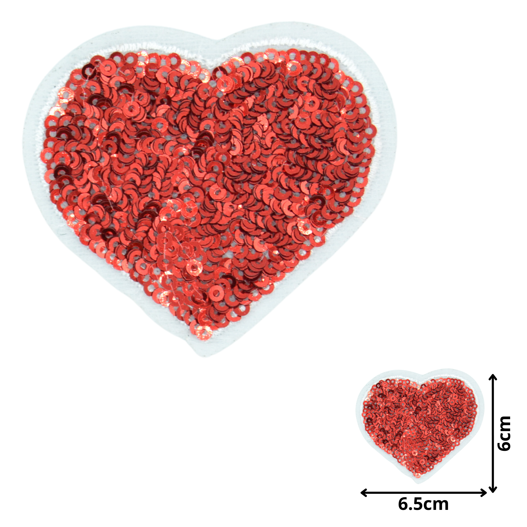 Heart Red (SEQ030) - Sequin Embroidered Patches