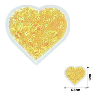 Heart Yellow (SEQ031) - Sequin Embroidered Patches