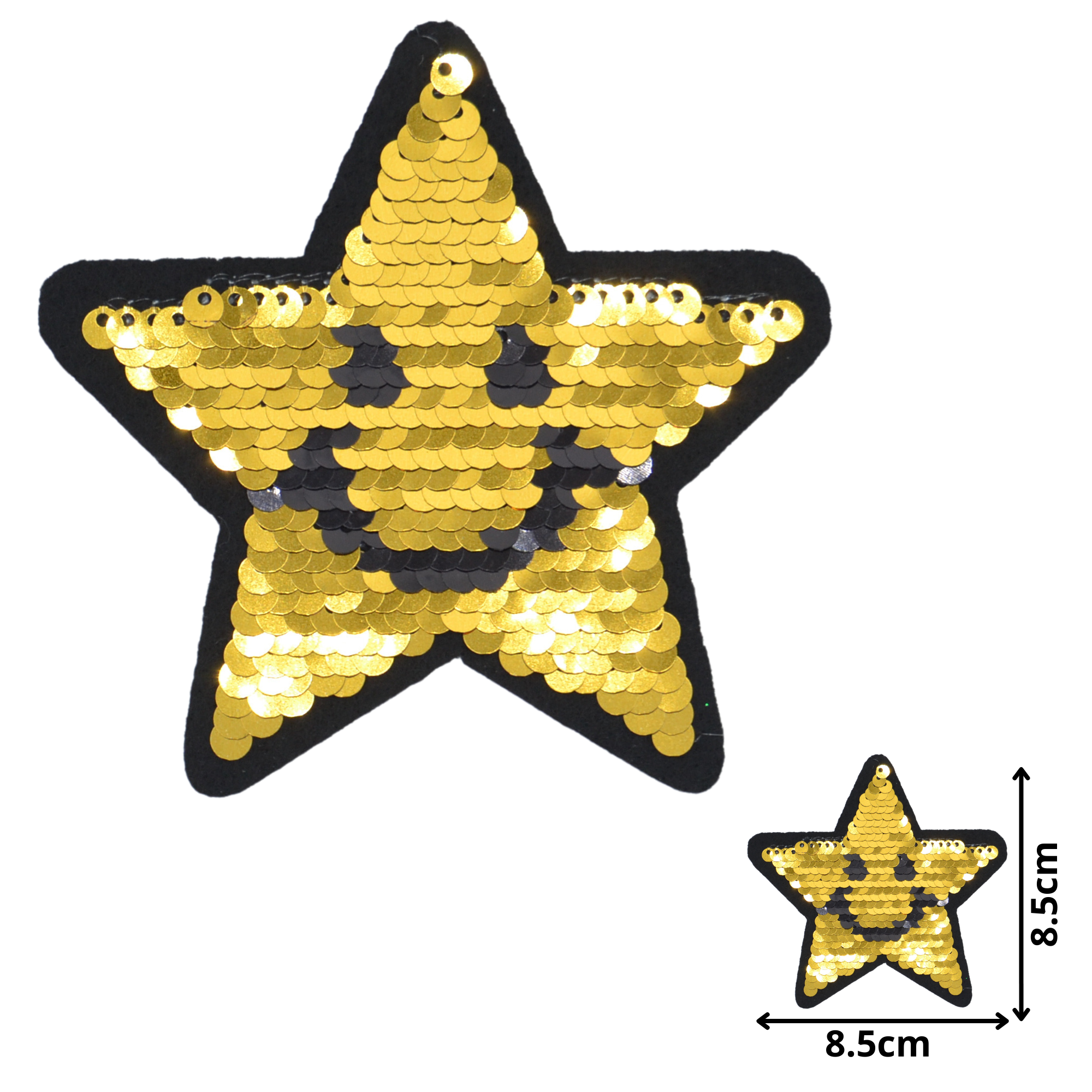 Star Smiley Gold (SEQ036) - Sequin Embroidered Patches