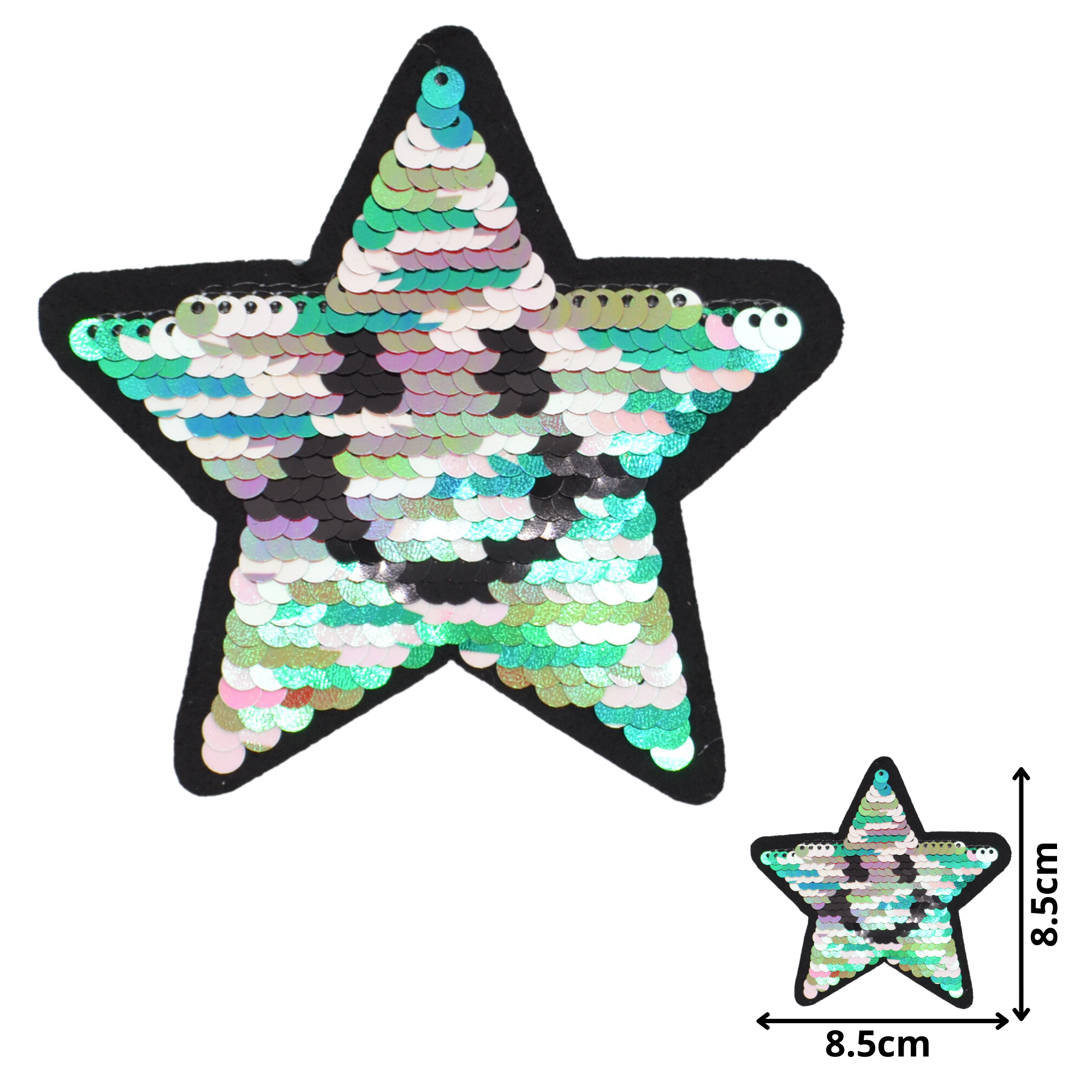 Star Smiley Multi (SEQ037) - Sequin Embroidered Patches