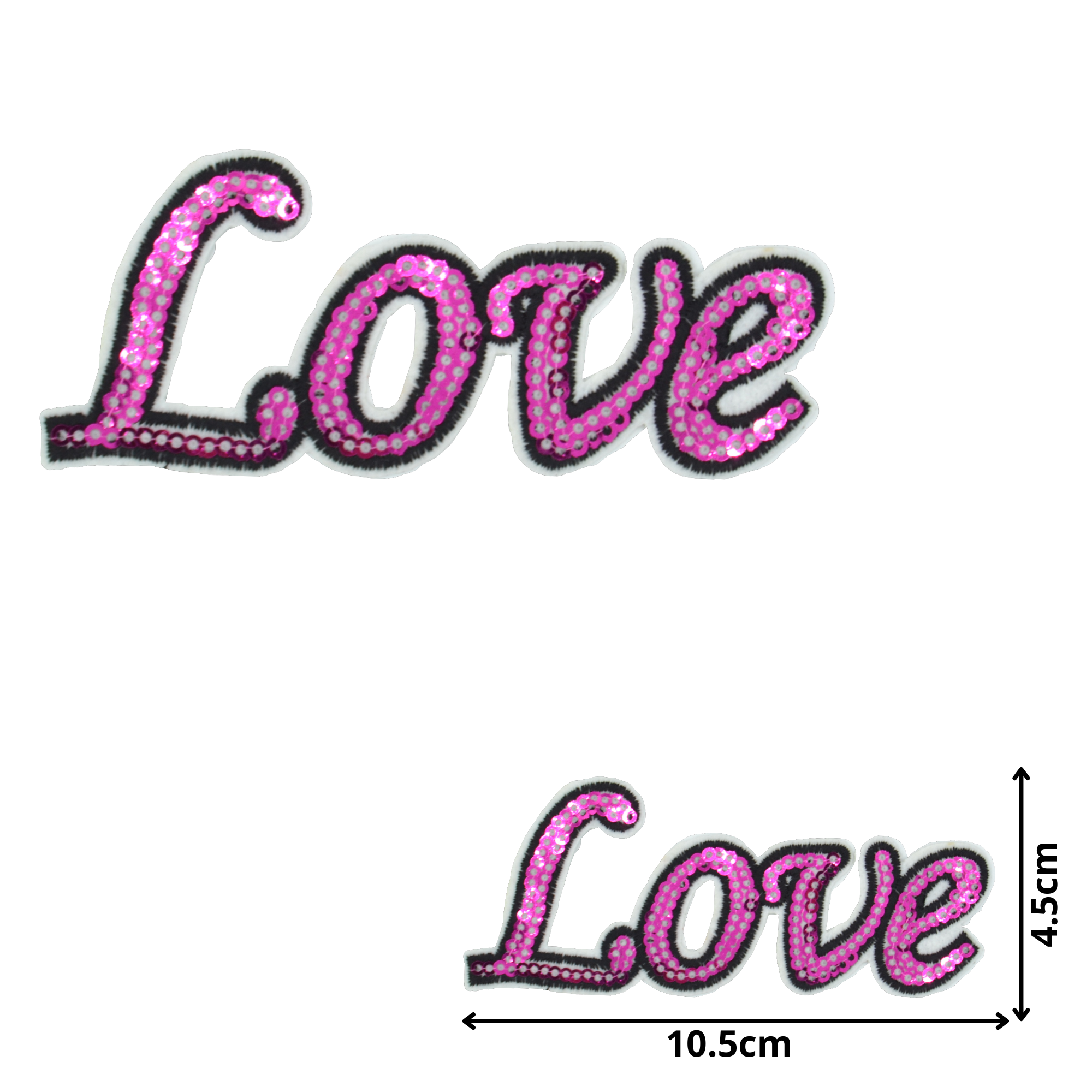 Love Pink Text (SEQ038) - Sequin Embroidered Patches