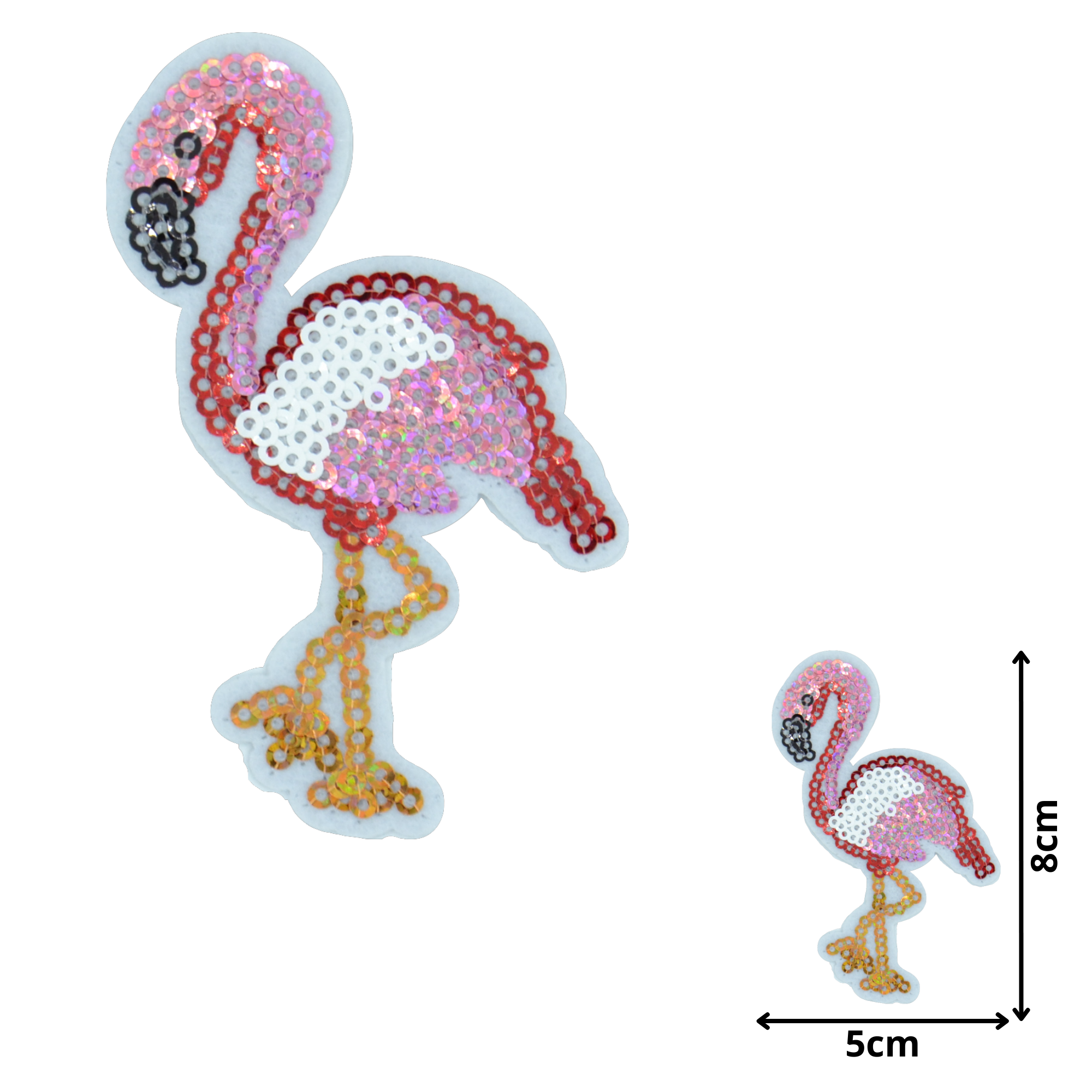 Flamingo 01 (SEQ049) - Sequin Embroidered Patches - CelloExpress